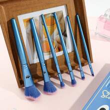 Disney Stitch Themed 6-Piece Cosmetic Makeup Brushes Collection, Angled Blush Contour Eyeshadow Crease Brushes With Cute Character Print And Ergonomic Handle, Travel Portable Beauty Tools Box Set For Smooth Face Powder Application - Multicolor - View 4