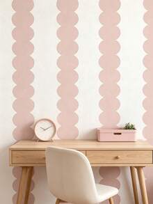 Pink Bubble Striped Peel And Stick Removable Wallpaper, Gray Pink White Abstract Wall Sticker, Baby Room Decor, Children Bedroom Background Decoration - Multicolor - View 2