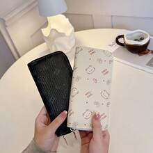 Sweet Girl Style Bow & Bear Print Long Wallet, Practical Multi-Function Zipper Clutch, Large Capacity Card Holder, Pink, Beige, Black, Brown, Gift For Women - Multicolor - View 9