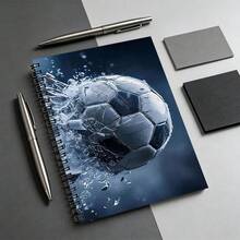 1pc A5 Spiral Notebook, Dynamic Soccer Splash Art Cover, Black Spiral 23-Hole Binding, 50 Sheets 100 Pages, Classroom Notes, Office Meeting Records, Portable Diary Notebook, Suitable For Professionals And Students - A5 lined - View 3