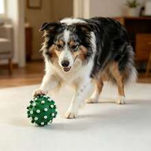 1 Piece (Random Color), Large Spiky Dog ​​Ball, Pet Toy For Teething And Teeth Cleaning, Spiky Ball With Sound, Squeaky Pet Toy. - Multicolor - View 1