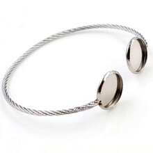 1 Piece 12mm Inner Size Double Trays Stainless Steel Bangle Bracelet Cabochons Blank Base Setting Bezel Trays DIY Jewelry Making Accessories - Bracelet Base - View 4