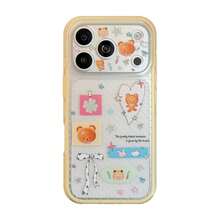 GUCADI Honey Yellow Milk Bear Cute Sticker Phone Case, Compatible With Apple 18 Pro, 17, 14/15, With Milk Yellow Border, Full Coverage Design, Cute, Girly, Creative, Geometric, Cartoon Style, Cute, Niche - Honey Yellow - View 13