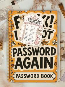 1pc Retro Orange Password Book 8.15x5.7in With Keyboard Shortcut Sticker, Username & Website Login Organizer, Halloween Notebook Office Decor And Accessories Nurse Essentials Bible Study Materials - A5 - View 7