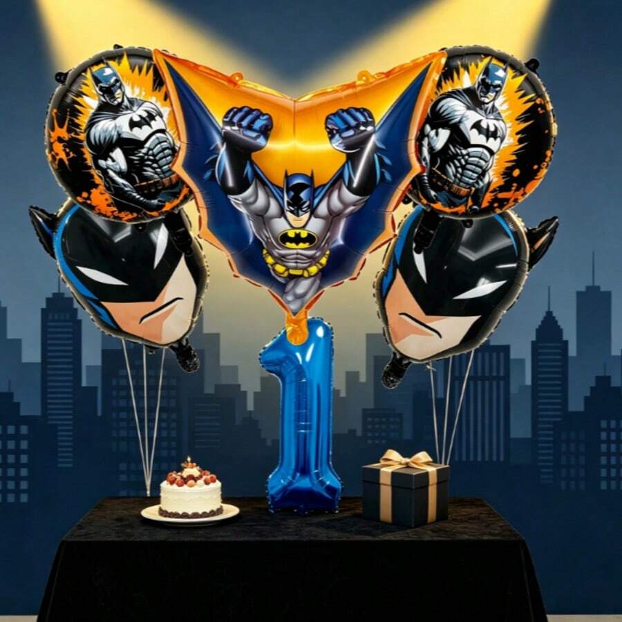 Warner Bros Cool Batman Theme Party Balloon Set, High-Resilience ...