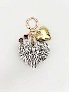Cute Rhinestone Heart Bag Charm Keychain, Mini Fashion Glasses Key Chain, Key Pendant, Key Ring, Bag Accessory Cute Small Ornament, Graduation Gift, Car Accessory, Phone Charm, Suitable For College Backpacks, Campus Bags, Wallet Decoration - Multicolor - View 8