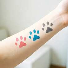 3PCS Temperature Color‑Changing Paw Print Temporary Tattoo Stickers, Cute Animal Paw Body Art Decals, Body Stickers For Festival Party DIY Body Makeup Decor - Multicolor - View 4
