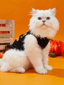 LUCKIE LABO 2pcs Halloween Ghost Funny Print Pet Vest, Physical Flea Prevention, Reduce Shedding, Heat Insulation & Breathable Dog Vest, Suitable For Small And Large Dogs And Cats, Indoor And Outdoor Use - Multicolor - View 3