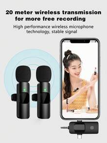 無線迷你麥克風，相容 iPhone、Android 手機－領夾式領口麥克風，適用於音訊影片錄製與 Vlog - 黑色 - 查看 9