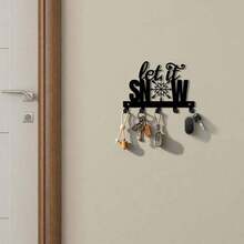 1pc Christmas Snowflake Iron Key Hook Let It Snow Letter Wall Mount Rack Holiday Decoration Wall Hanging Key Storage Hook For Entryway Coat Hat Scarf Organizer Rustic Farmhouse Snowflake Design Hanger For Door Wall Bedroom Winter Home - Black - View 4