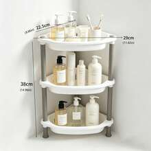 1pc 3/4 Tier Triangle Storage Rack, Small Desktop/Floor Standing Organizer, Office Desk Storage Rack, Kitchen Bathroom Corner Storage Rack, Plastic Drainage Design, Dirt-Resistant And Easy To Clean, Simple Installation And Disassembly Without Tools, Space-Saving Countertop Organizer, Suitable For Cosmetics Storage, Suitable For Halloween And Christmas Storage - Multicolor - View 14