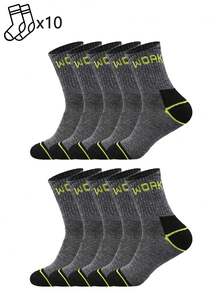 1/5/10/20 Pairs Multicolor Work Letter Mid-Calf Socks, Colorblock Mid-Calf Socks, Sports Comfortable Socks - Multicolor - View 16