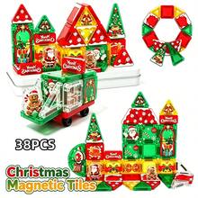 38PCS Christmas Train Magnetic Building Blocks Set, Christmas Magnetic Board Car STEM Educational Magnetic Construction Toy, Santa Claus & Christmas Pattern Magnetic Blocks, Suitable For Children Aged 3+ Boys & Girls Holiday Christmas Gift - Color - View 1
