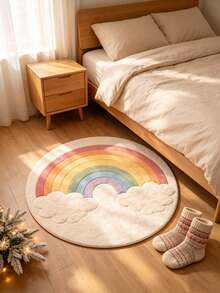 1pc Sweet Rainbow Round Rug, Pink Heart Colorful Polka Dot Modern Round Area Mat, Educational Game Mat, Decorative Rug, Modern Round Area Mat, Pattern, Rug, Bedroom Decor, Small Rug, Rug, Home Decor, Living Room Rug, Living Room Small Rug, Bedroom Rug, Living Room Home Decor, Washable Rug, Plush Rug, Thick Rug, Thick Rug, Fuzzy Rug, Fluffy Rug, Autumn/Winter Rug, Thick/Plush - Multicolor - View 4