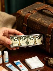 Vintage Swan Pill Box - Cute Pill Box, 7-Day Pill Organizer, Vitamin Storage Box, Jewelry Box, Vintage European Style Pill Box, Portable Pill Box, Travel Pill Box, Pill Organizer, Large Capacity Pill Box, Holiday Gift - Multicolor - View 2