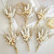 Mini Artificial Flower Bouquet Bohemian Wedding Decor Men's Boutonniere Table Centerpiece Reed Grass Birthday Cake Decor - Mix-g12 - View 13