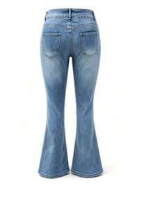 Street Fashion Y2K Tight Low-Waist Flare Jeans Casual Fall - Light Wash - View 6