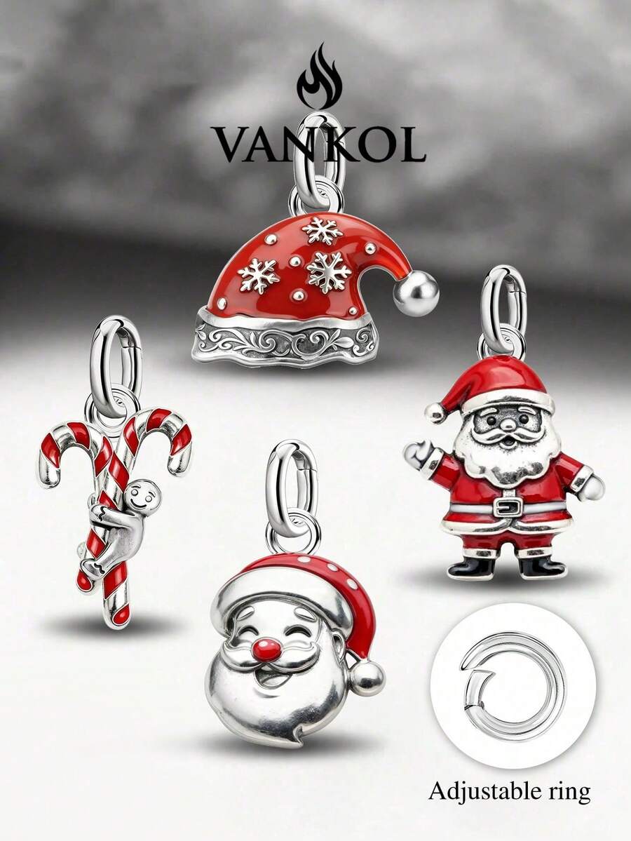 1pc Minimalist Unique Gingerbread Man With Candy Cane Beaded DIY Pendant, Exquisite Jewelry Gift, Suitable For Women - Set 1 - View 1