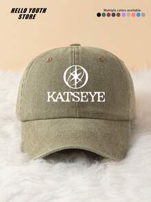 1pc "KATSEYE" Slogan Printed Round Pattern Baseball Cap, Lightweight Comfortable All-Season Multi-Functional Outdoor Sports Hat, Vintage Washed Cap - Suitable For Daily Wear And Street Style Decoration - A - View 13