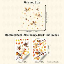 1/2 Sheets Fall Woodland Animals Window Clings, Cute Squirrel Fox Maple Leaf Static Decals, Double-Sided Reusable Thanksgiving Nursery Room Decor - Multicolor - View 15