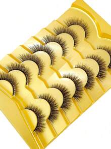 New 7 Pairs/Set Short 3D Faux Mink False Eyelashes, Russian DD Curl, Handmade, Natural Fluffy Dense, Full Strip False Eyelashes, Wholesale, Eye Makeup False Eyelashes - Black - View 5