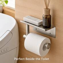 Wall-Mounted Toilet Paper Holder Bathroom Storage Rack No-Drill Stainless Steel Toilet Paper Holder Bathroom Tissue Box - Multicolor - View 6
