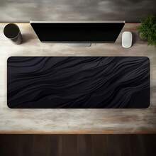 35.4x15.7 Inch Black Wavy Mouse Pad Premium Texture Design Office Desk Mat Extended XL Mouse Pad Office Desk Accessories - Multi-Color Non-Slip Computer Pad For Home Office And Gamers Durable Spill-Resistant - Black Wavy - View 7