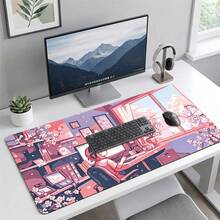 Cartoon Pink Girl Study Room Pattern Gaming Mouse Pad, Non-Slip Rubber Desk Mat, Smooth Sliding Surface, Suitable For Computer Laptop Office Home, Cute Abstract Art Decor, Back To School Supplies - A - View 10