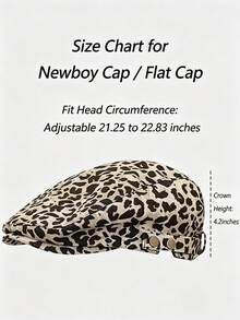 Women Leopard Print Newboy Flat Cap, Adjustable Side Buckle Twill Fabric Hat, Vintage Casual Street Y2K Style Accessory - Multicolor - View 5