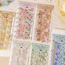 10pcs Long Hollow Floral Stickers, Rich Pattern Design, Vibrant Colors Exquisite Illustration, Multi-Functional Scrapbook Sticker Decoration Art Journal, Card Making, Handmade DIY Sticker, Holiday Gift - Sticker - View 11