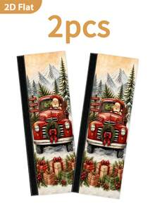 1/2Pcs Christmas Fridge Handle Covers, Santa Claus, Red Truck, Gift Box, "Merry Christmas" Pattern, With Hook And Loop, Suitable For Refrigerator, Oven, Microwave, Dishwasher, Christmas Holiday Kitchen Decor - View 9