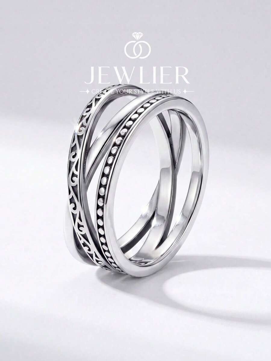 1 pieza Anillo de cruz con relieve de corazón para mujer, accesorio para uso diario y fiestas, joyería exquisita de alta calidad, regalo