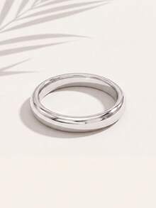 1件極簡純色可疊戴戒指，S Jewelry 女款禮物，適合日常配戴、約會，優雅禮品，適用於新年、情人節 - 銀色 - 查看 3