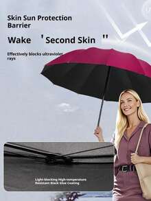 XD Back To School Essential 16 Ribs Extra Large Windproof Folding Umbrella, Business Travel Must-Have, Dual Use For Sun & Rain, Aluminum Alloy Shaft, Automatic Open & Close, Lightweight, Strong UV Protection, Foldable, Compact & Portable - Multicolor - View 4