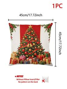 Vintage Country Style Christmas Tree Table Runner, Pillow Case, Placemat With Red Ribbon, Gold Bell, Gift Box And Holly Pattern, European And American Holiday Table Decor, Long Party Decoration - Multicolor - View 16