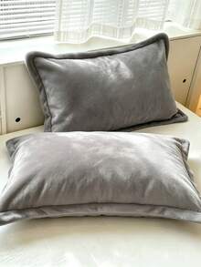 1PC/2pcs Velvet Solid Color Pillowcase, Soft Cozy Plush Pillow Cover For Bedroom Decor, 1PC - Dark Grey - View 6