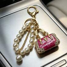 1 Ladies Fashion Metal Key Chain, Beaded Chain Car Key Pendant, Elegant Handbag Accessories, Suitable For Holiday And Birthday Gifts - Old Gold - View 19