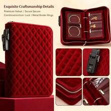 Velvet Combination Lock Jewelry Organizer, Removable Inner Pages Jewelry Storage Bag, Anti-Tangle Compartment Storage, Portable Necklace Bracelet Earring Ring Storage Box, Home Travel Jewelry Organizer - Multicolor - View 11