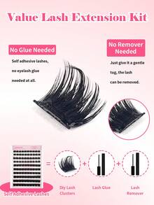 10-Row Reusable Glue-Free Eyelashes - Waterproof Self-Adhesive Design 300D Pointed Cluster Lashes, D Model, Dense Single Cluster Lashes, Suitable For DIY Pointed Grafting, Cartoon Style Grafting, Faux Mink Fur Grafting, Creating Dense Eyelash Effect - D - View 3