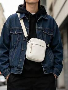 Men's Small Crossbody Bag, Casual Nylon Shoulder Purse, Lightweight Mini Messenger Bag For Daily Work Travel Outdoor - Beige - View 3