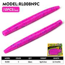 PRO BEROS PROBEROS 10Pcs Senko Soft Plastic Stick Baits, Wacky Worm Fishing Lures Glitter Ribbed Soft Stick Worm, Multi‑Color Artificial Bait For Bass Freshwater Fishing Tackle - 9g/12.7cm - View 8