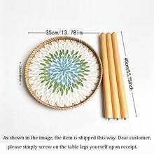 Bàn cạnh tròn đan mây thủ công với mặt bàn họa tiết mosaic, phù hợp trang trí nhà phong cách Bohemian, bàn cạnh tròn nhỏ - Nhiều màu - Xem 8