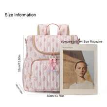 1pc Floral Quilted Large Capacity Kids Backpack, Cute Lightweight Children's Travel Bag, Suitable For Kindergarten Commute, Short Trips, Shopping, Camping, Study Tours, Handheld & Shoulder Strap Dual Use - Multicolor - View 4
