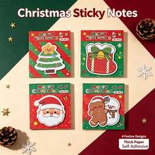 8/4pcs Christmas Sticky Notes Office Memo Notepad Cute Snowman Bell Design Student Reward Sticker Book Christmas Gift - Notebook - View 7