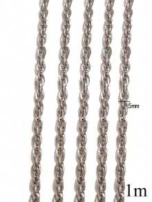1m Stainless Steel Fashionable, Minimalist Geometric Ripple Chain-Necklace, Bracelet, And DIY Jewelry-Making Supplies - Chain - View 8