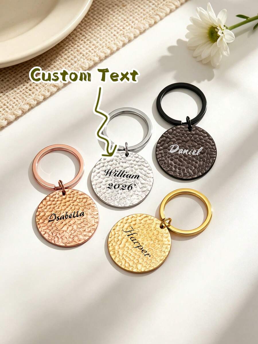 1 miếng thẻ tên chó thú cưng khắc tùy chỉnh, thẻ tên/móc khóa hình tròn hoạt hình kiểu búa đập, có thể khắc bất kỳ tên hoặc văn bản nào, phù hợp cho chó con và nhiều loại thú cưng khác; cũng cung cấp dịch vụ tùy chỉnh vòng cổ, dây xích và đai đeo thú cưng cá nhân hóa. - Nhiều màu - Xem 1