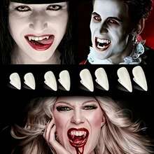 4 Pairs Cold White Vampire Fangs, Vampire Teeth, Zombie Dentures, Realistic Tooth Props, Halloween Vampire False Teeth, Zombie Teeth, Little Tiger Teeth, Suitable For Role Play, Halloween Makeup Props, Cosplay Photo Props, Live Action Role Play Party Fun Items, Stage Performance Accessories. Use With Dental Adhesive Required - Multicolor - View 2