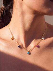 1 Pair Colorful Floral Necklace, Minimalist Elegant, Suitable For Daily Wear, Parties Or Valentine's Day Gift - Style 6 - View 6