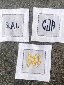 客製化 Logo 刺繡奢華亞麻餐巾, 個性化 Logo 刺繡亞麻餐巾, 公司 Logo 刺繡餐巾, 適合公司晚宴 - 彩色 - 查看 3