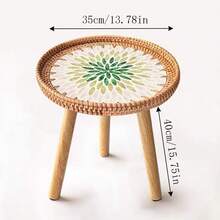 Bàn cạnh tròn đan mây thủ công với mặt bàn họa tiết mosaic, phù hợp trang trí nhà phong cách Bohemian, bàn cạnh tròn nhỏ - Nhiều màu - Xem 10